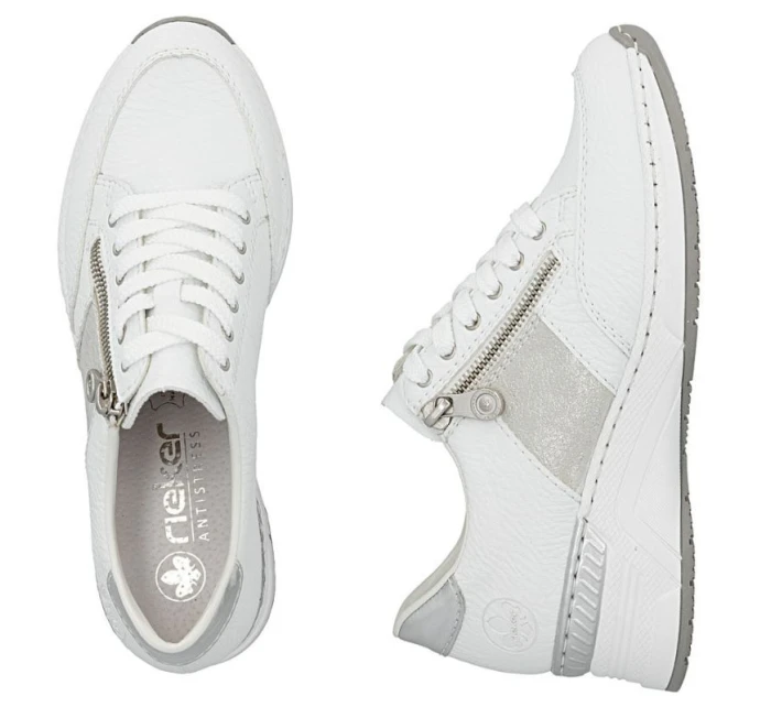 Dámské tenisky s polovičním zipem bílé model 22021873 - Rieker Dámské tenisky s polovičním zipem bílé model 22021873 - Rieker