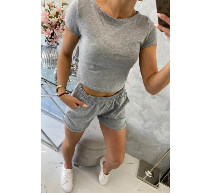 Bavlněná souprava se šortkami šedá Bavlněná souprava se šortkami šedá