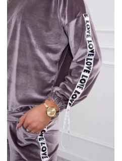 Velurová souprava Love grey