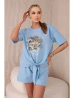 Sada s potiskem new punto halenkové + šortky modrý Sada s potiskem new punto halenkové + šortky modrý