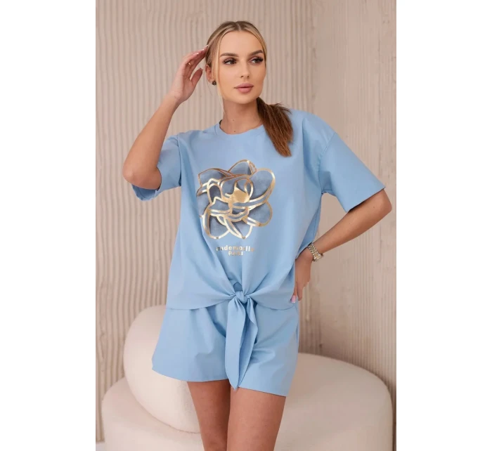 Sada s potiskem new punto halenkové + šortky modrý Sada s potiskem new punto halenkové + šortky modrý