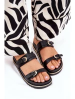 Dámské Klapky Hladké Na Platformě S A Přezkami Černé model 21687650 - Boto Dámské Klapky Hladké Na Platformě S A Přezkami Černé model 21687650 - Boto