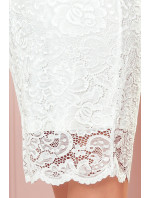 Krajkové šaty s dlouhým rukávem Numoco - bílé ecru