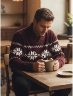 Pánský vínový svetr Dstreet model 21982520 - FashionStreet Pánský vínový svetr Dstreet model 21982520 - FashionStreet