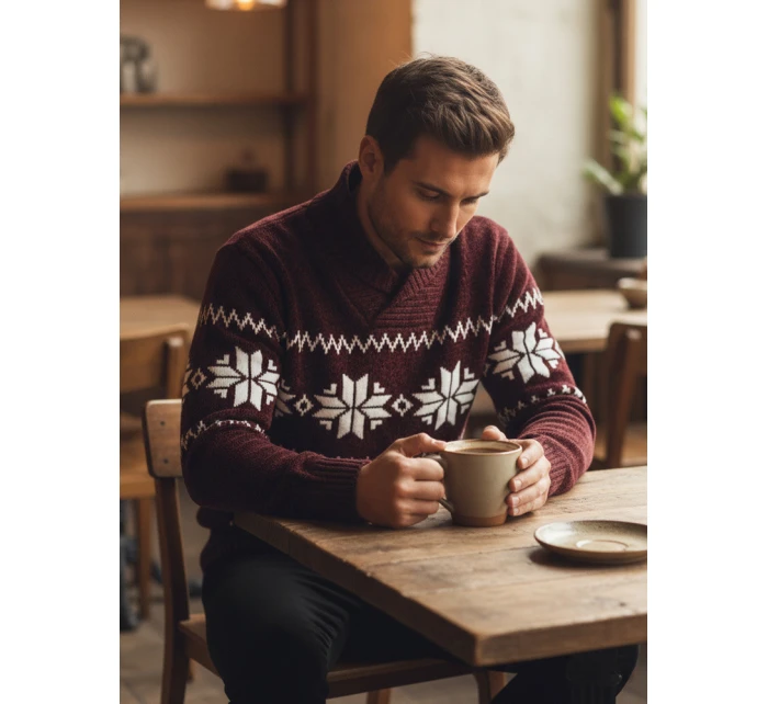 Pánský vínový svetr Dstreet model 21982520 - FashionStreet Pánský vínový svetr Dstreet model 21982520 - FashionStreet