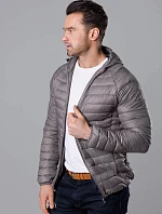 Pánská prošívaná bunda s kapucí tmavě šedá (HM112-2)