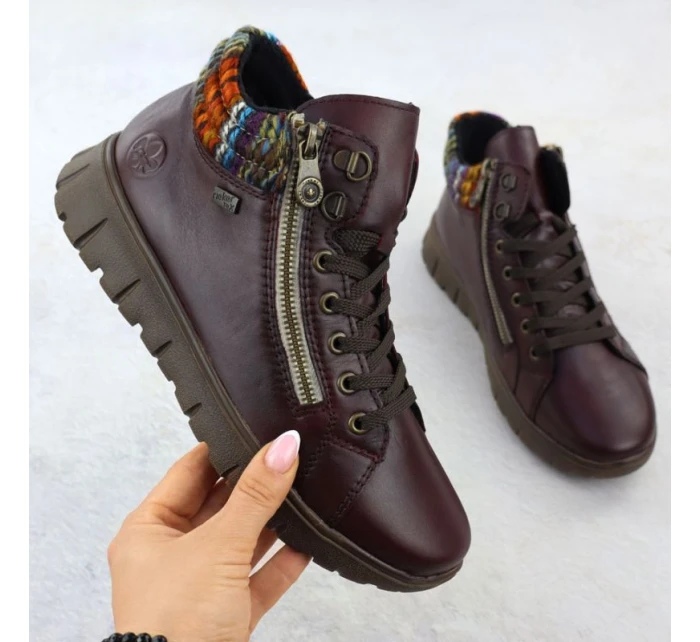 Dámské kožené vínové model 21905379 - Rieker