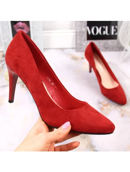 W červené semišové podpatky model 20539044 - SERGIO LEONE