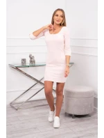 Šaty s knoflíkovým výstřihem pudrově růžové