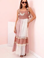 Dámské boho šaty s ramínky velbloud