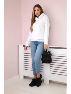 Dámská mikina se zapínáním na zip na kapuci bílý