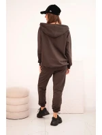 Dámský bavlněný komplet se širokými nohavicemi a mikinou na zip bordový Dámský bavlněný komplet se širokými nohavicemi a mikinou na zip bordový