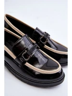 Dámské lakované polobotky mokasíny S.Barski HY336A černé