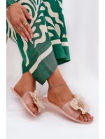 Průhledné Ploché Dámské Pantofle Se Syntetickým Květinou Nuda Vobetta Průhledné Ploché Dámské Pantofle Se Syntetickým Květinou Nuda Vobetta