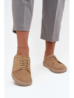 tenisky z přírodního semiše 314 béžové model 21712717 - Zazoo