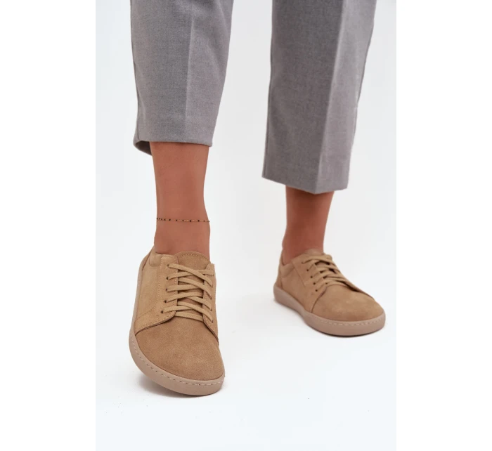 tenisky z přírodního semiše 314 béžové model 21712717 - Zazoo