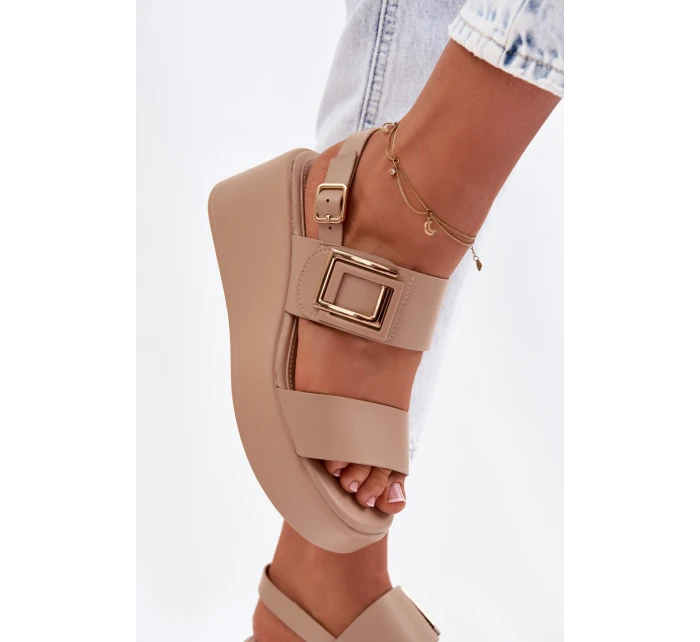 Dámské sandály na platformě s ozdobným detailem Béžové Nelira