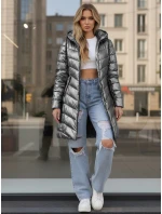 Dámská zimní dlouhá prošívaná stříbrná bunda FashionStreet TY5503