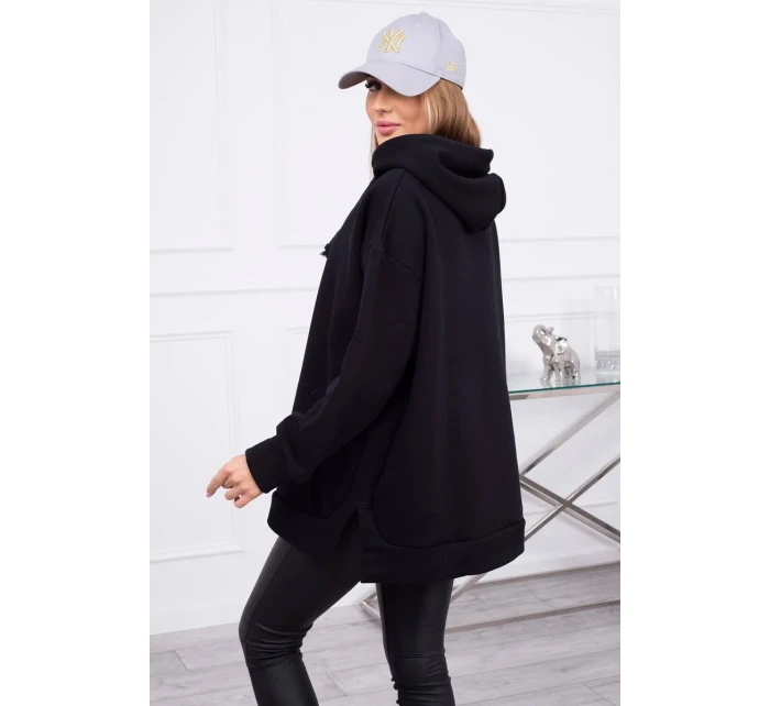 Zateplená mikina se zipem na boku černá