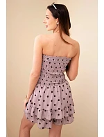 Dámský viskózový overal s puntíky s volánem fango