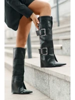 Kozačky ke kolenům na klínu s ohrnutým svrškem a model 21677855 - Boto