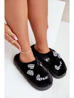 Dámské Fleece Pantofle S Nášivkami A Mašlí Černé Linnorelia Dámské Fleece Pantofle S Nášivkami A Mašlí Černé Linnorelia