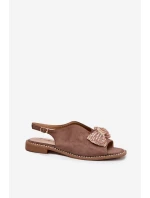 Dámské Sandály S Mašlí Na Plochém Podpatku Béžové S.Barski KV51-014 Dámské Sandály S Mašlí Na Plochém Podpatku Béžové S.Barski KV51-014