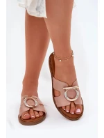 Dámské pantofle na nízkém podpatku s ozdobou Vinceza – béžové