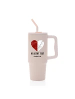 Personalizovaná termoska s barevným víčkem - dvě mapy jako srdce