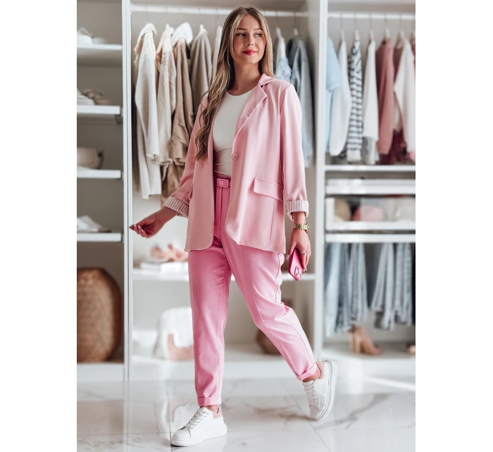 Ležérní dámské plisované kalhoty s páskem PLISSO pink FashionStreet UY2519 Ležérní dámské plisované kalhoty s páskem PLISSO pink FashionStreet UY2519