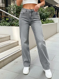 Jeansy damskie wide leg stan szare model 22123843 - FashionStreet