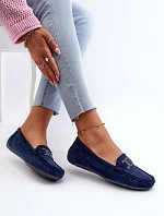 Dámské módní semišové mokasíny modré Rabell