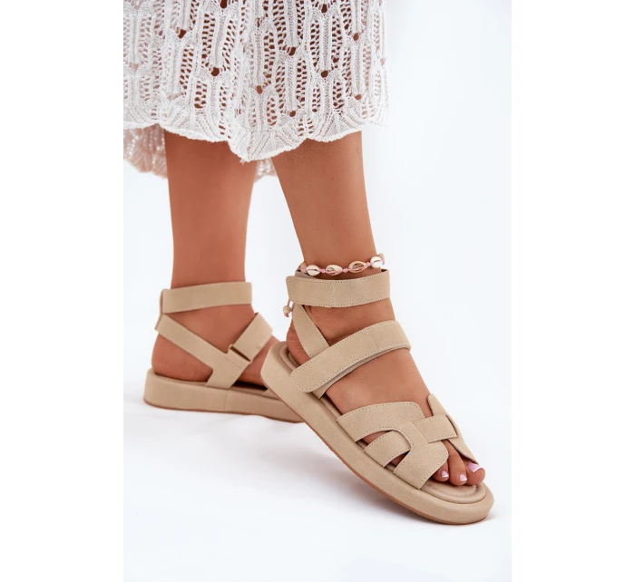 Dámské sandály se zipy béžové model 21698837 - Boto Dámské sandály se zipy béžové model 21698837 - Boto