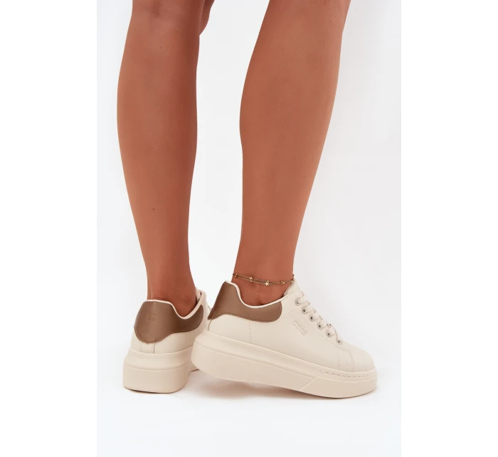 Dámské sneakersy na platformě Big Star SS274246 světle béžové Dámské sneakersy na platformě Big Star SS274246 světle béžové