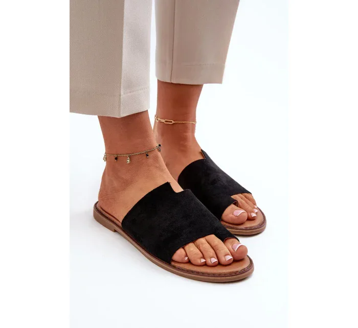 Dámské černé amite semišové pantofle Dámské černé amite semišové pantofle