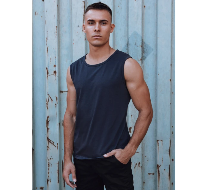 Pánské tričko bez rukávů s potiskem tmavě modré FashionStreet RX5622
