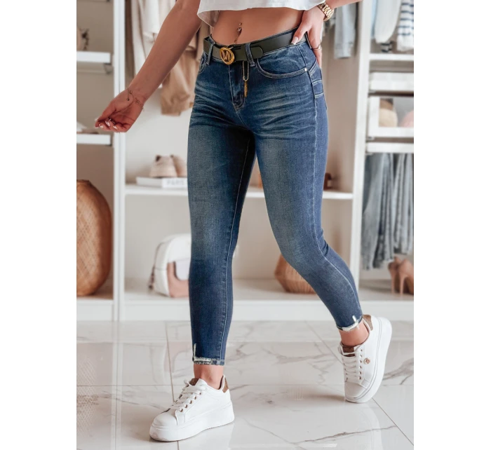 Dámské úzké džínové kalhoty s páskem SKINNYJUP modré FashionStreet UY2223