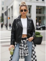 Dámská kožená bunda ramones černá FashionStreet TY5538