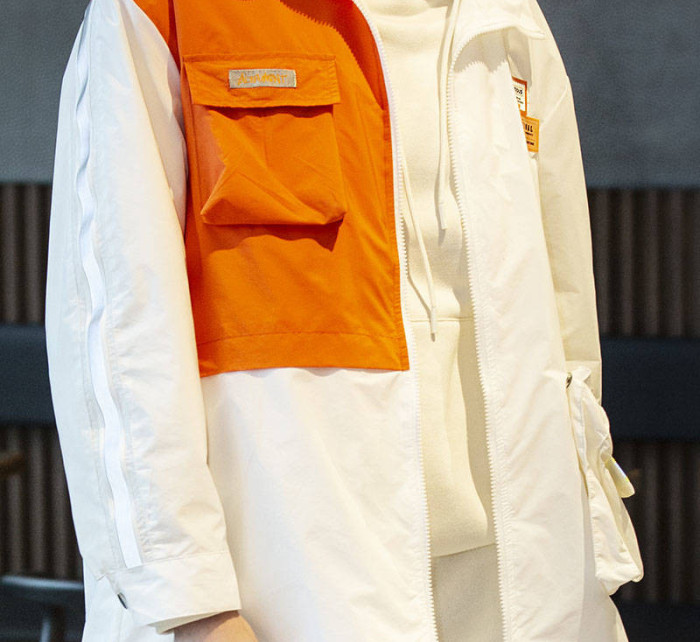 Bílo/oranžová dámská bunda větrovka (AG3-010)