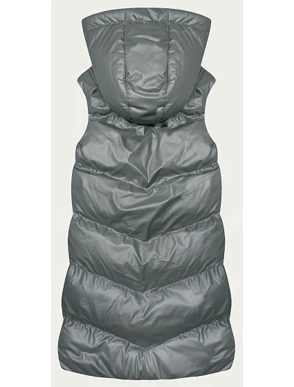 Dlouhá šedá péřová vesta s kapucí model 18823034 - J.STYLE