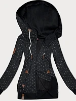 Dámská mikina bez knoflíků s žebrovanými manžetami černá (2306)