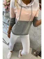 Barevná pruhovaná sada bílá+pudrově růžová