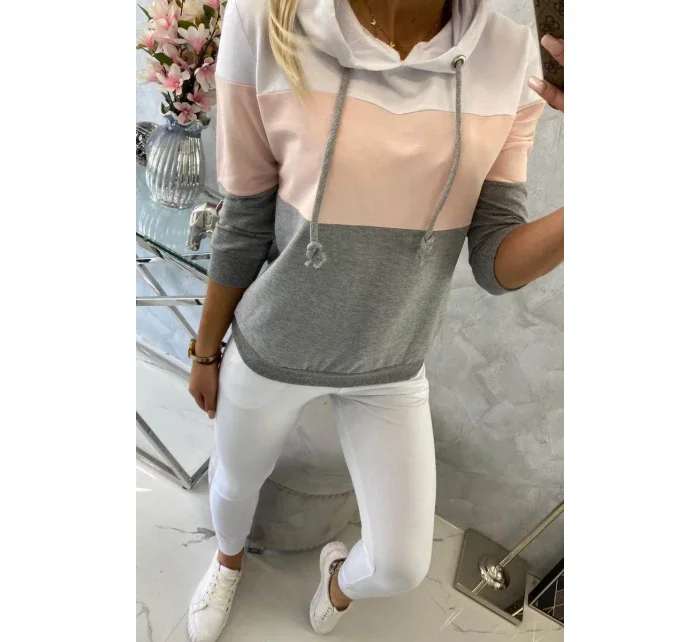 Barevná pruhovaná sada bílá+pudrově růžová