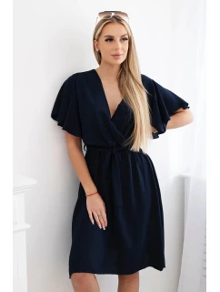 Šaty s vrstveným výstřihem námořnická modř