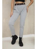 Kalhoty Punto Milano Winter s páskem šedý Kalhoty Punto Milano Winter s páskem šedý