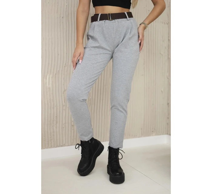 Kalhoty Punto Milano Winter s páskem šedý Kalhoty Punto Milano Winter s páskem šedý