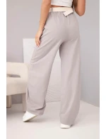 Dámské bavlněné kalhoty se širokými nohavicemi a páskem fango Dámské bavlněné kalhoty se širokými nohavicemi a páskem fango