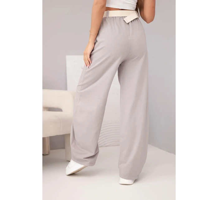 Dámské bavlněné kalhoty se širokými nohavicemi a páskem fango Dámské bavlněné kalhoty se širokými nohavicemi a páskem fango