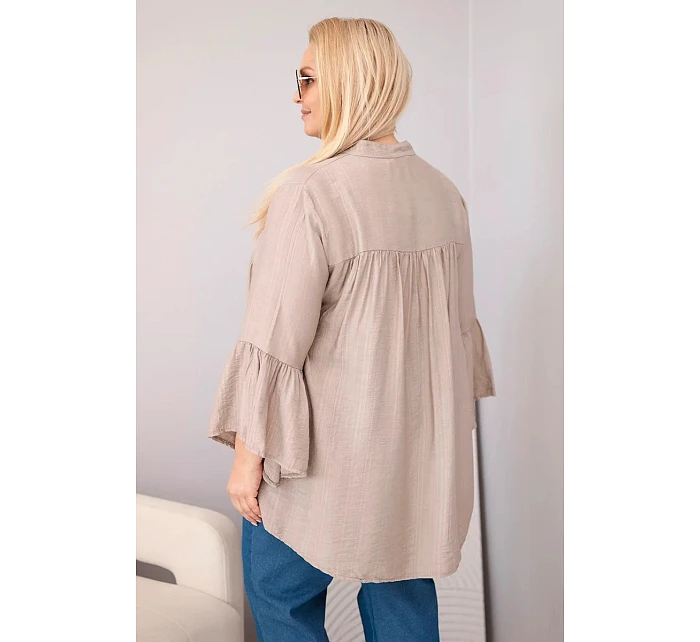 Dámská viskózová halenka Plus Size s model 22043146 rukávem a výstřihem do V fango - K-Fashion