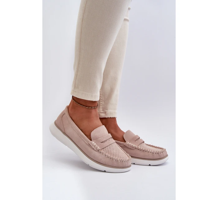 Sametové mokasíny na platformě Sergio Leone SP012 Beige